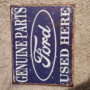 Vintage Look Ford Genuine Parts Blue and White Sign